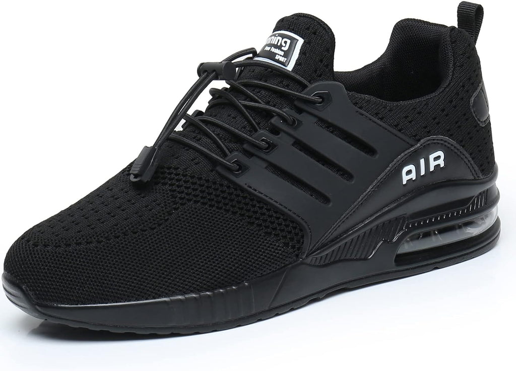 Men's Lightweight Non-Slip Running and Walking Shoes - Versatile All-Black Athletic Sneakers for Sports and Casual Wear, Size 9.5