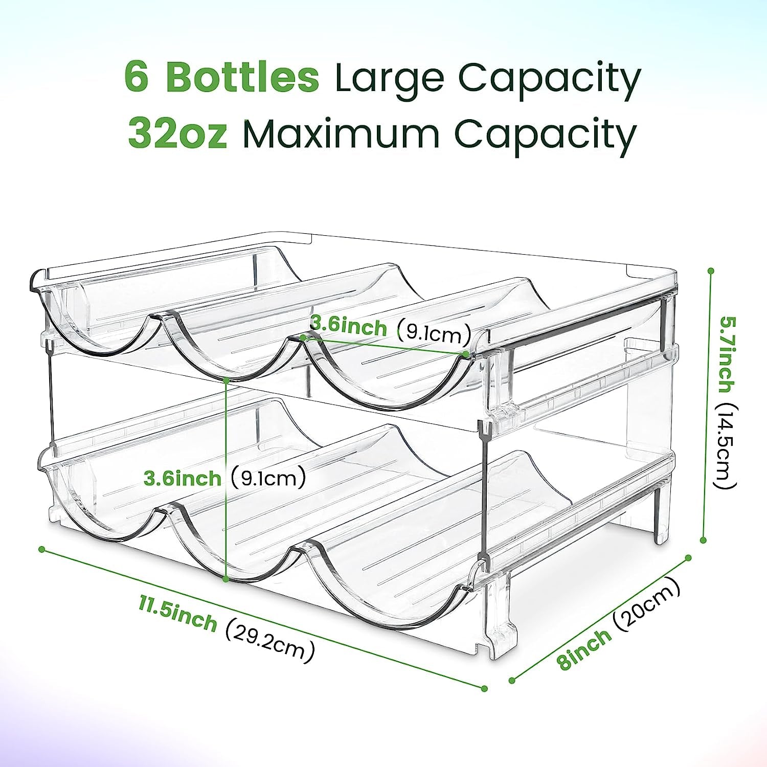 Water Bottle Storage Organizer Set - 2 Pack Stackable Cabinet Rack
