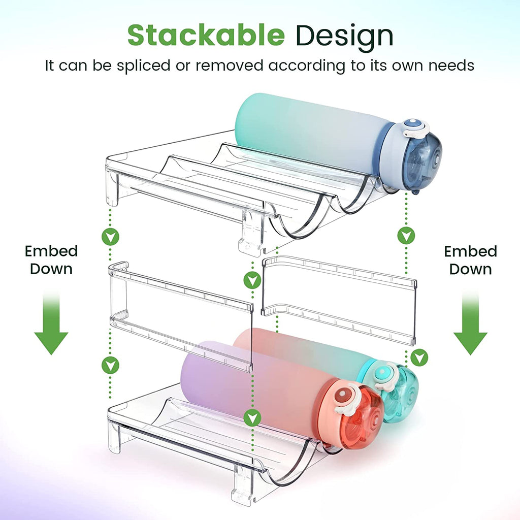 Water Bottle Storage Organizer Set - 2 Pack Stackable Cabinet Rack