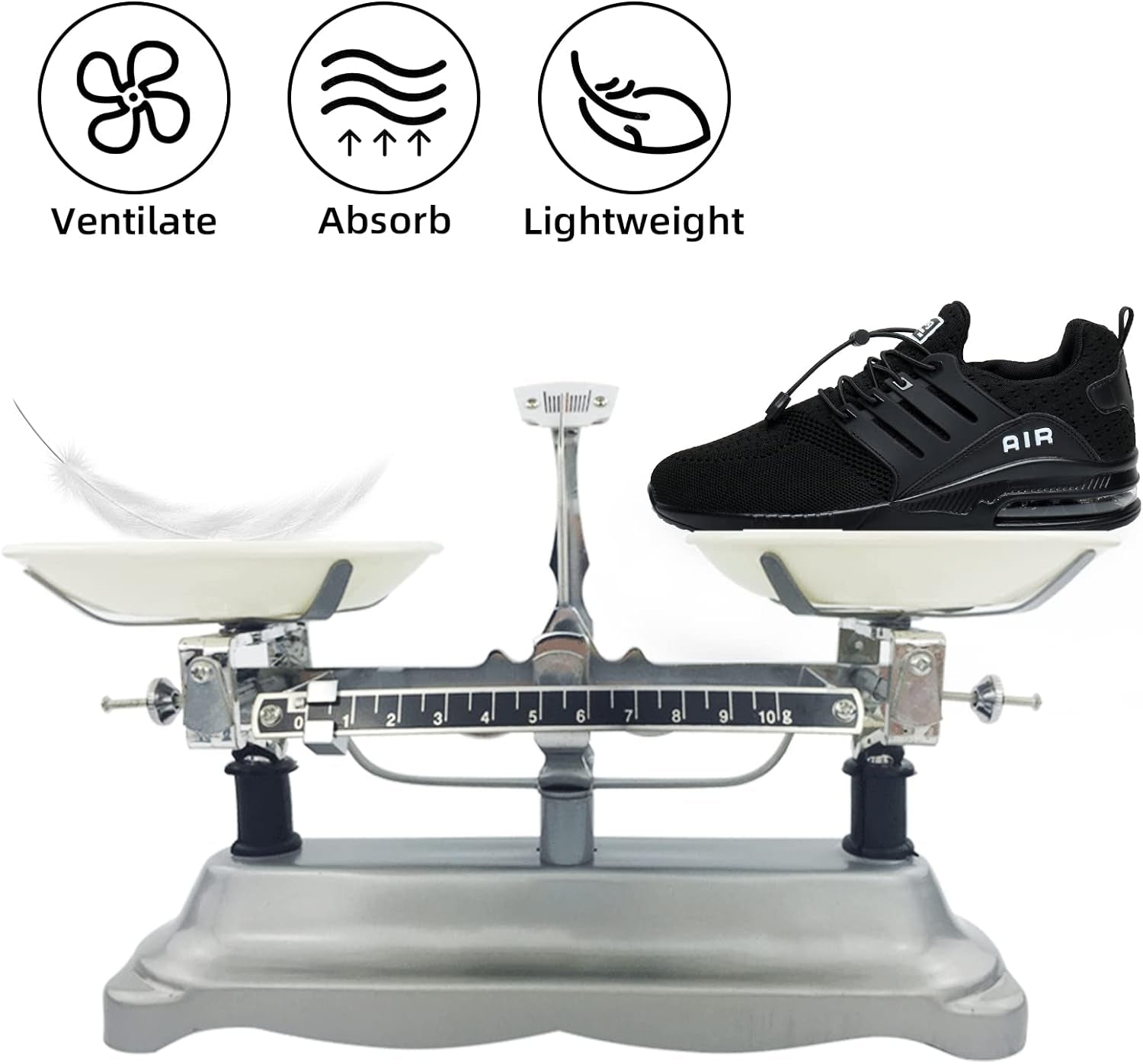 Men's Lightweight Non-Slip Running and Walking Shoes - Versatile All-Black Athletic Sneakers for Sports and Casual Wear, Size 9.5