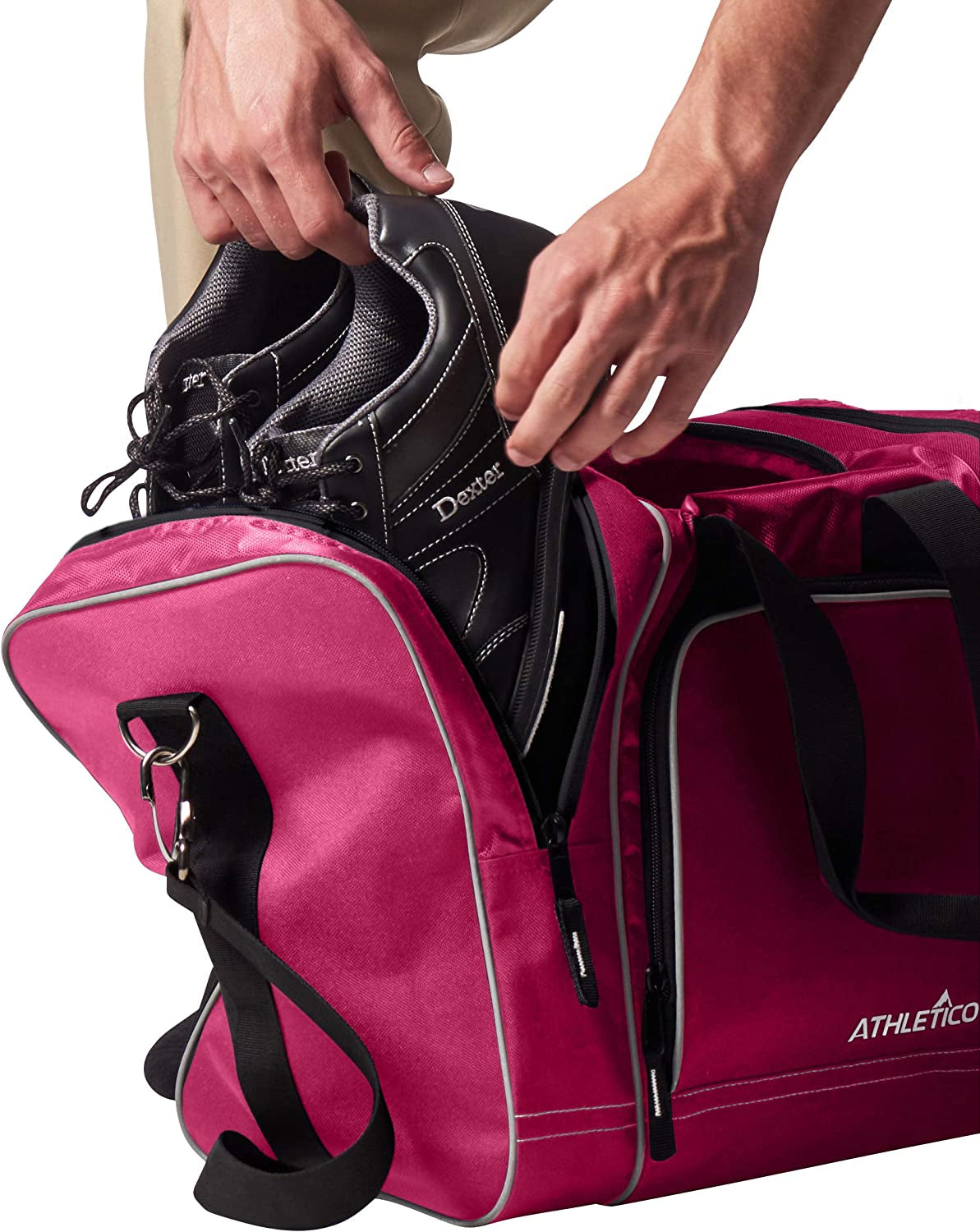 Single Bowling Ball Tote Bag with Padded Holder and Compartment for Bowling Shoes up to Men's Size 14